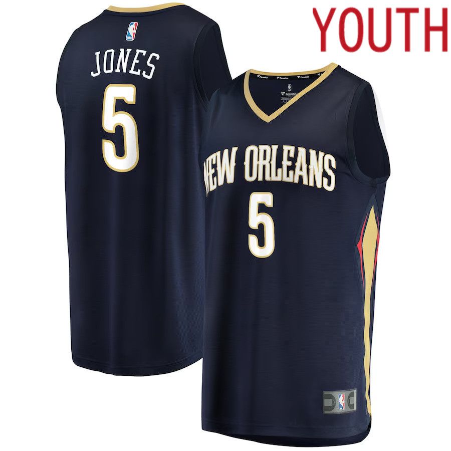 Youth New Orleans Pelicans #5 Herbert Jones Fanatics Branded Navy Icon Edition 2021-22 Fast Break Replica NBA Jersey->oklahoma city thunder->NBA Jersey